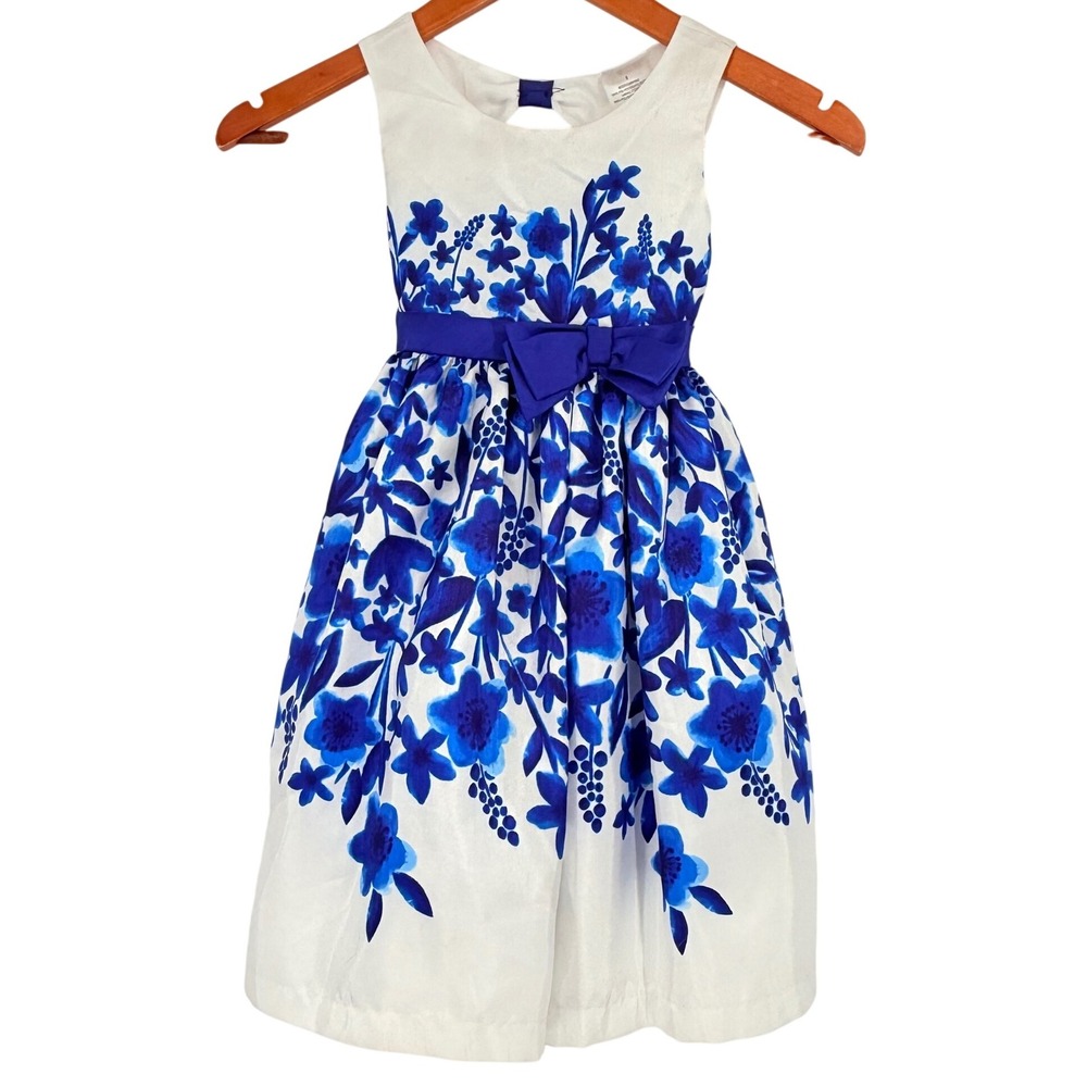 Nanette Kids Floral Bow Front Tie Back Dress Girl‎ Size 5